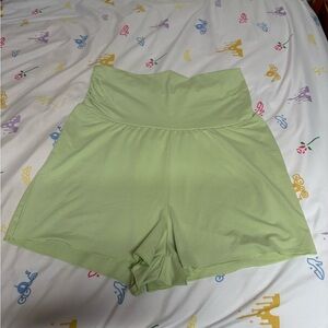 Light Green Flowy High-Waisted Shorts